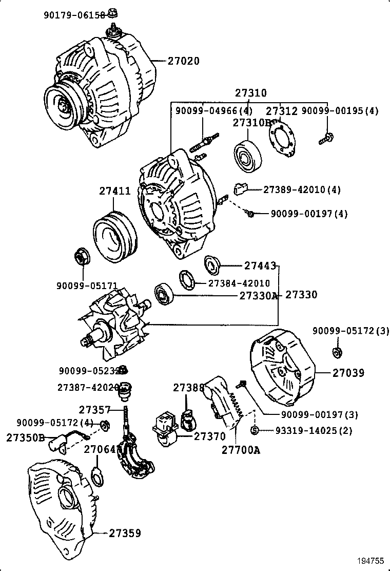 27060-17170 ALTERNATOR ASSY product image