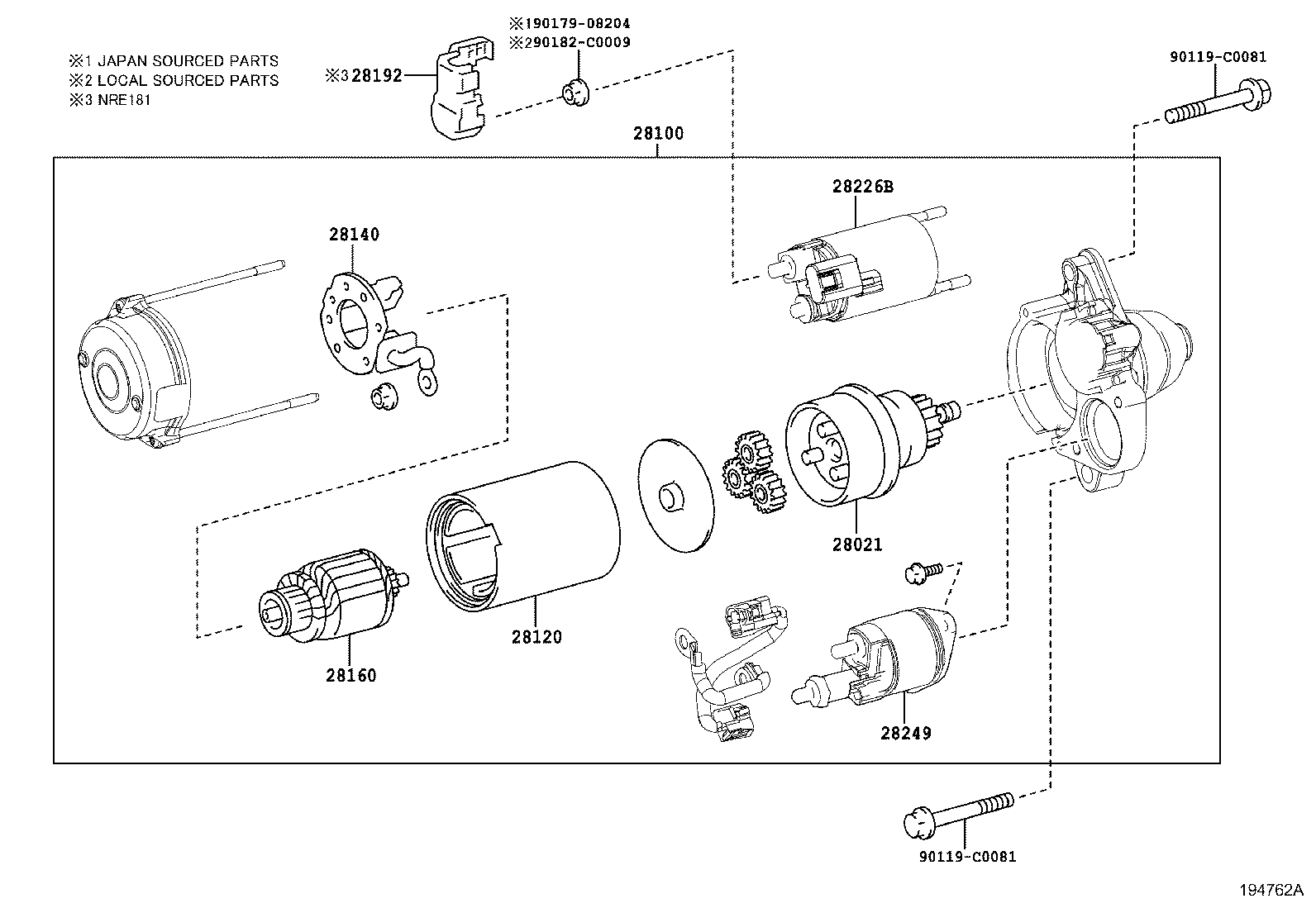28140-0T330 HOLDER ASSY, STARTER BRUSH product image