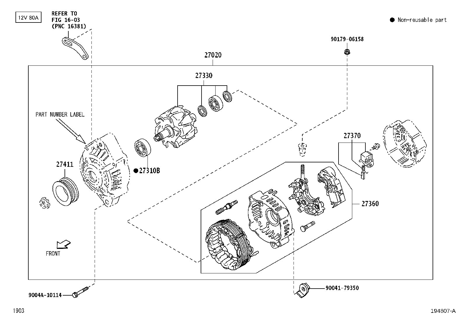 27060-BZ280 ALTERNATOR ASSY product image