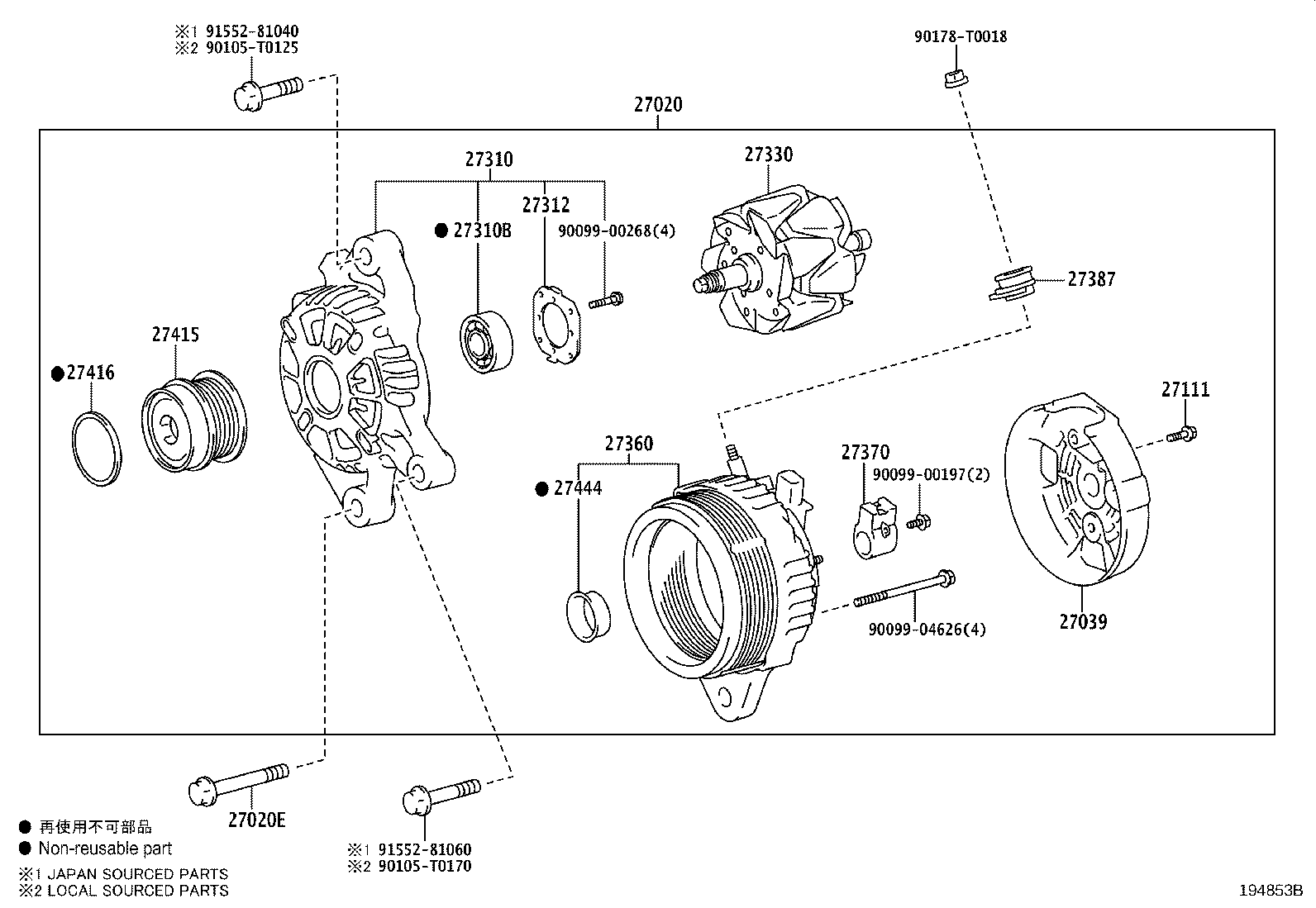 27310-0L170 FRAME ASSY, DRIVE END, ALTERNATOR product image