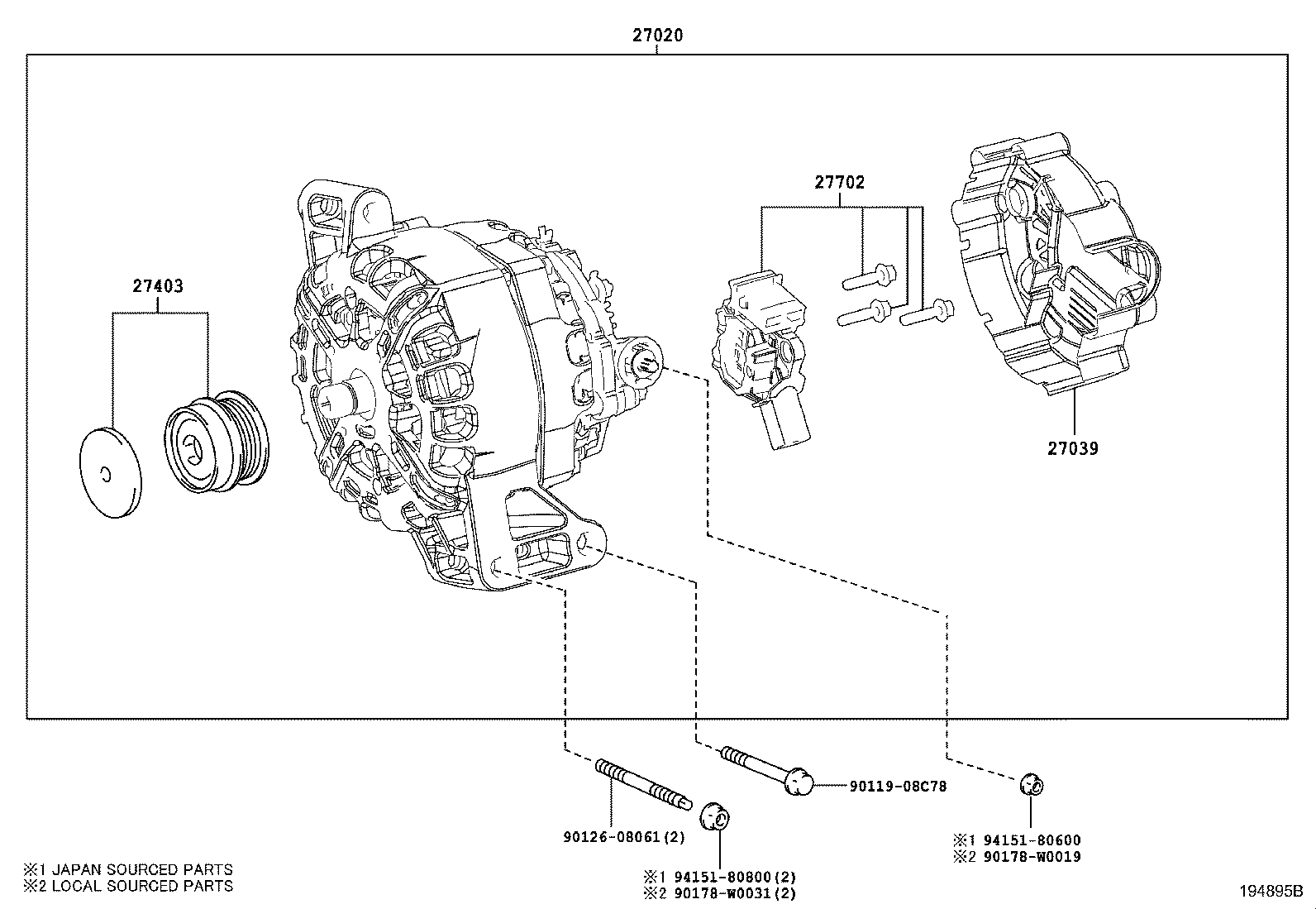 Toyota 27403-0Y211 PULLEY SET, ALTERNATOR