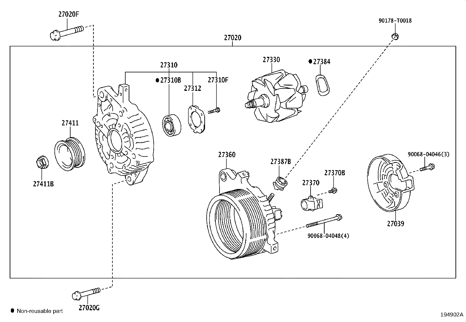 27039-0C180 COVER, ALTERNATOR REAR END product image