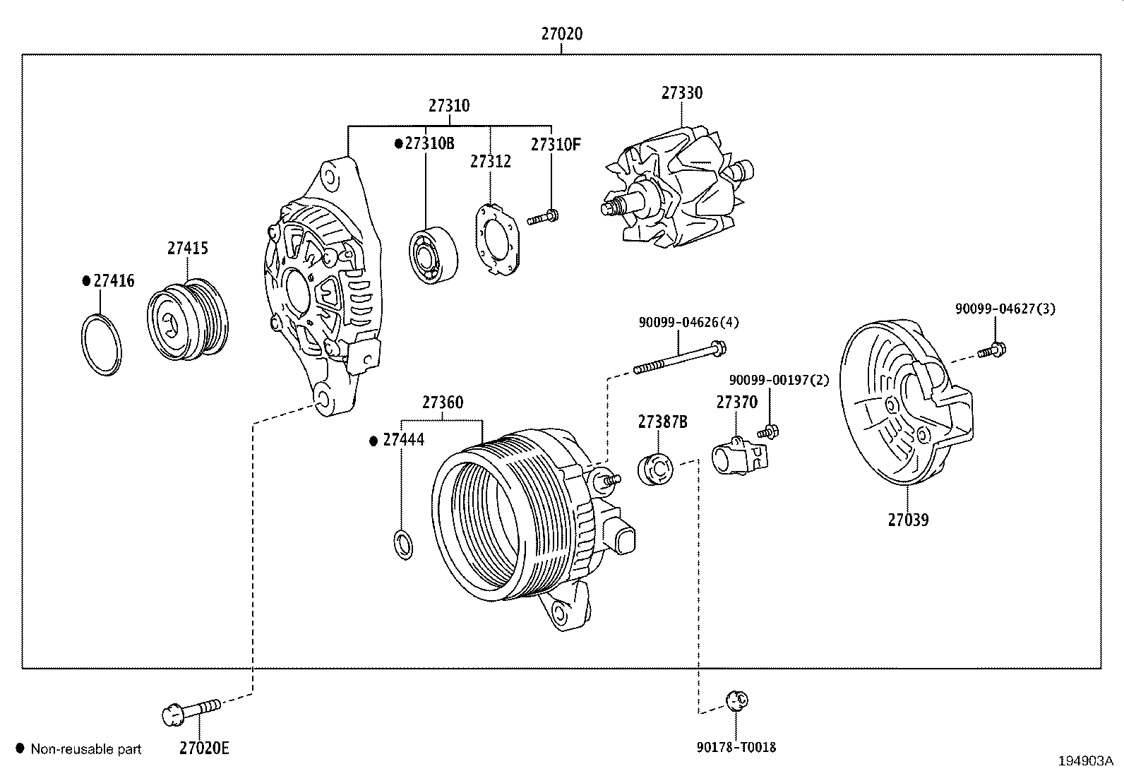 27039-0C180 COVER, ALTERNATOR REAR END product image
