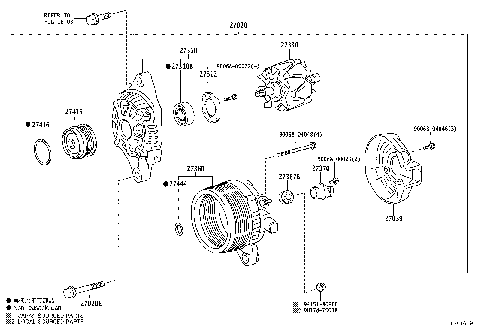 27060-0T490 ALTERNATOR ASSY product image
