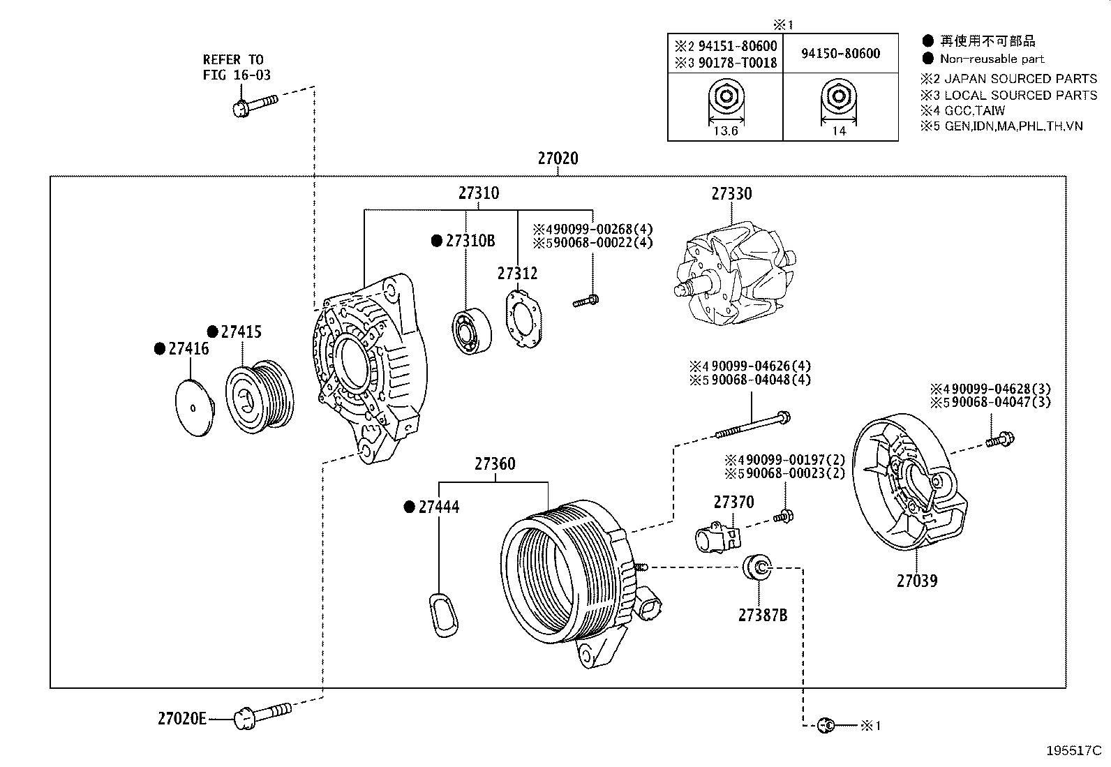 27310-F2070 FRAME ASSY, DRIVE END, ALTERNATOR product image