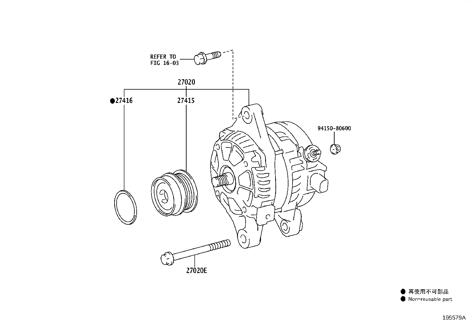 27310-0T280 FRAME ASSY, DRIVE END, ALTERNATOR product image