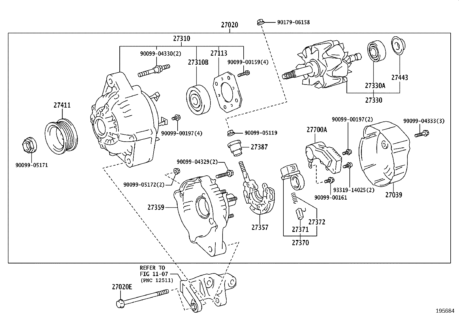 27060-75030 ALTERNATOR ASSY product image