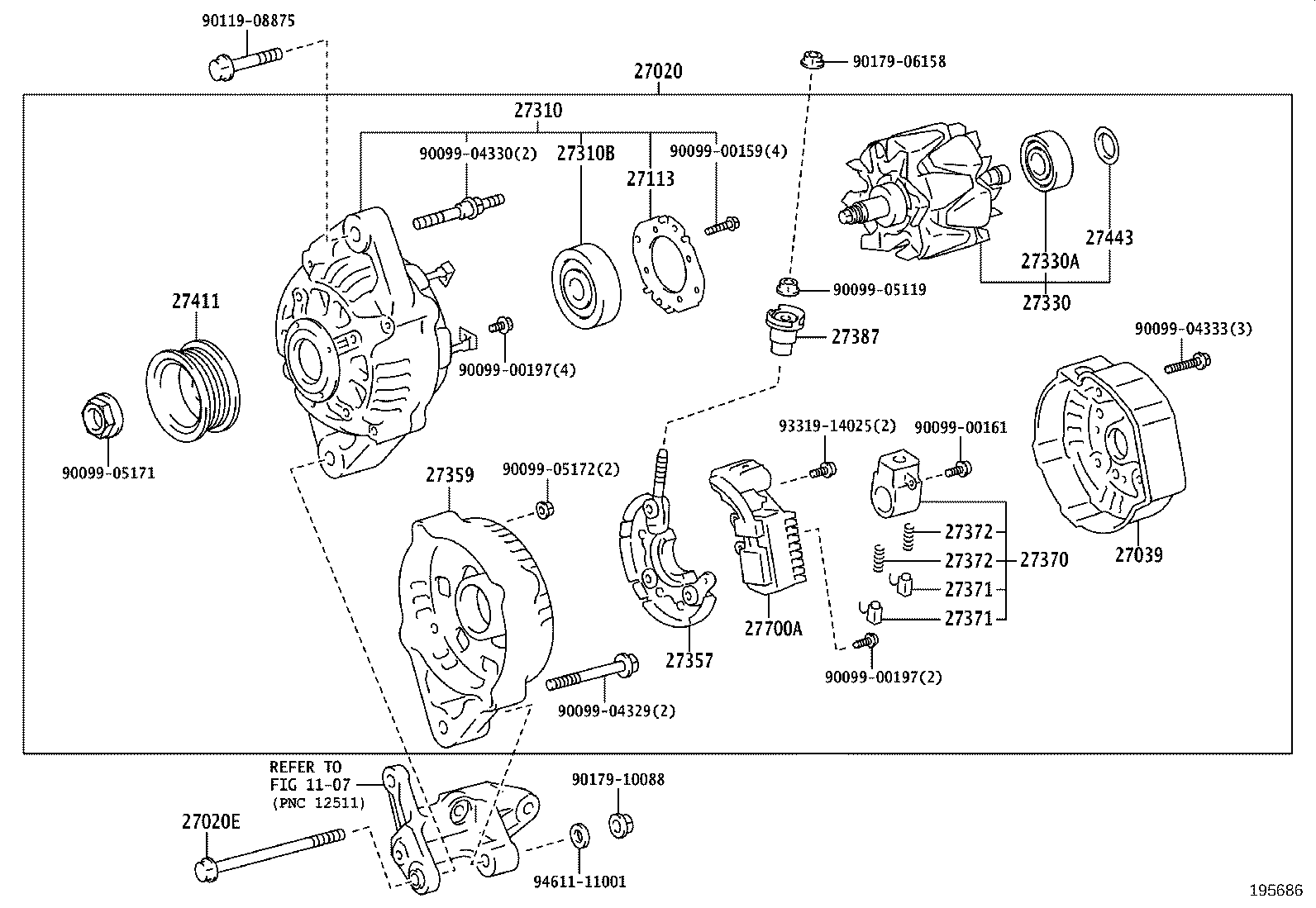 27060-75030 ALTERNATOR ASSY product image