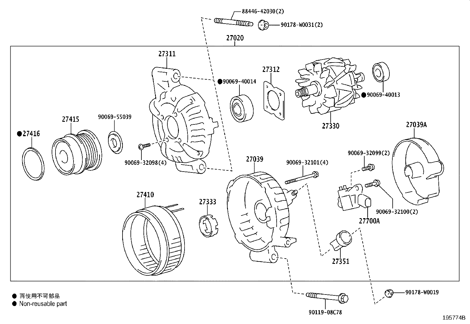 27041-K0030 COVER, ALTERNATOR REAR END, NO.2 product image