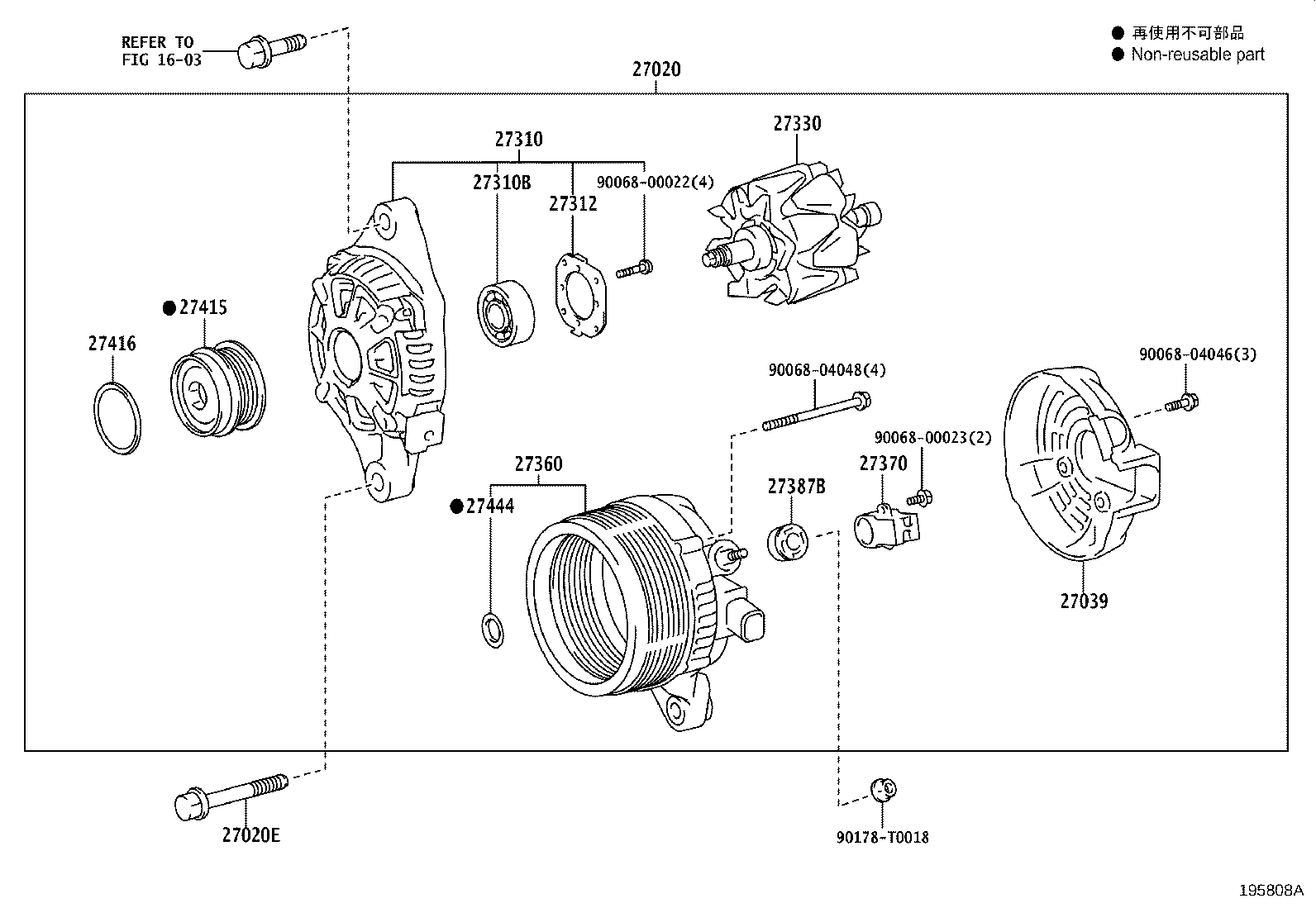 27060-0T520 ALTERNATOR ASSY product image
