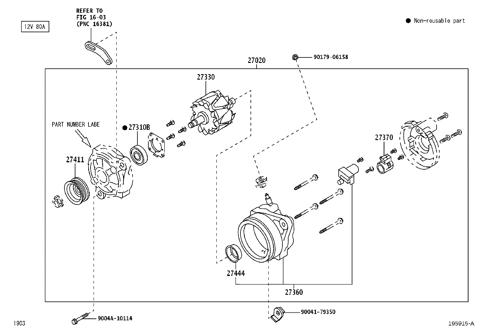 27060-BZ280 ALTERNATOR ASSY product image