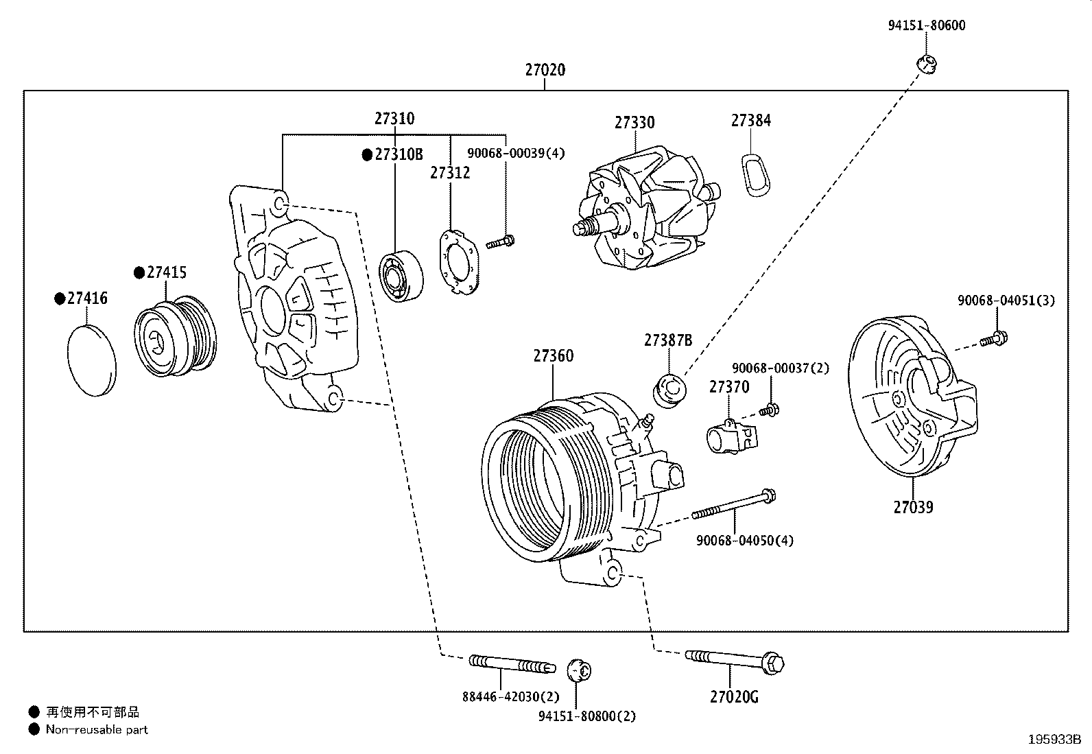 27060-0T520 ALTERNATOR ASSY product image