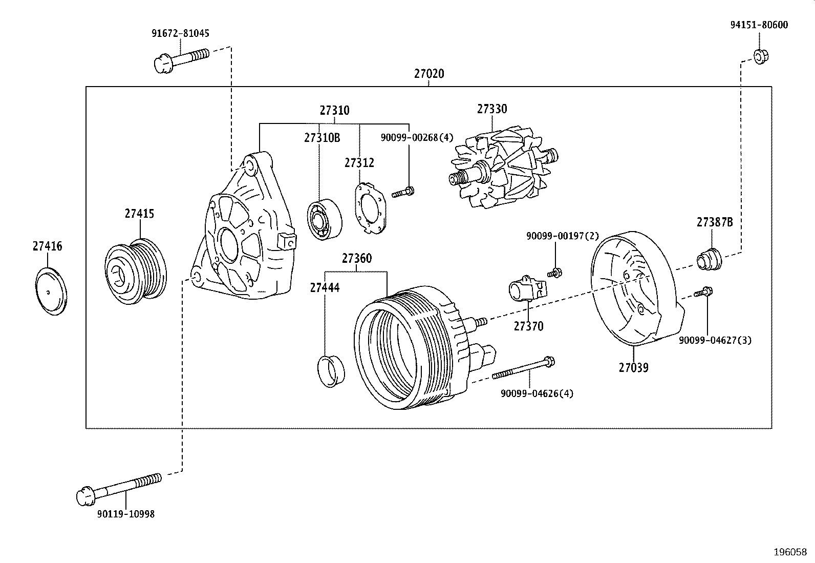 27310-11400 FRAME ASSY, DRIVE END, ALTERNATOR product image