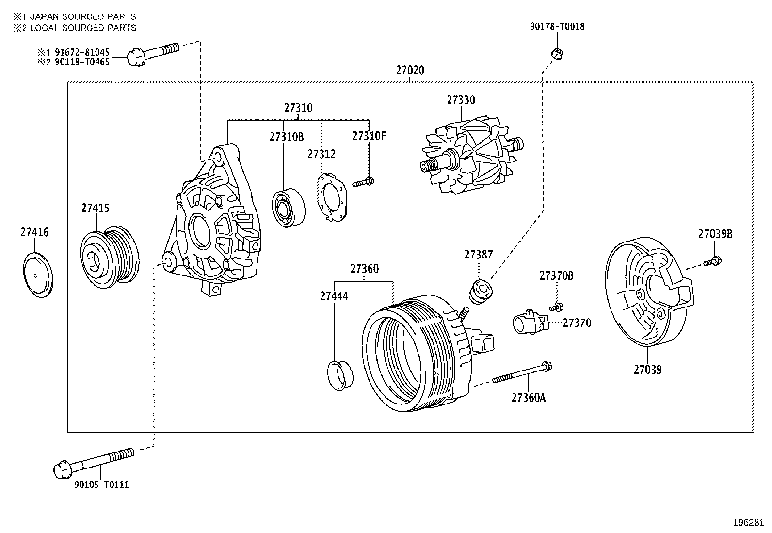 27310-0L300 FRAME ASSY, DRIVE END, ALTERNATOR product image