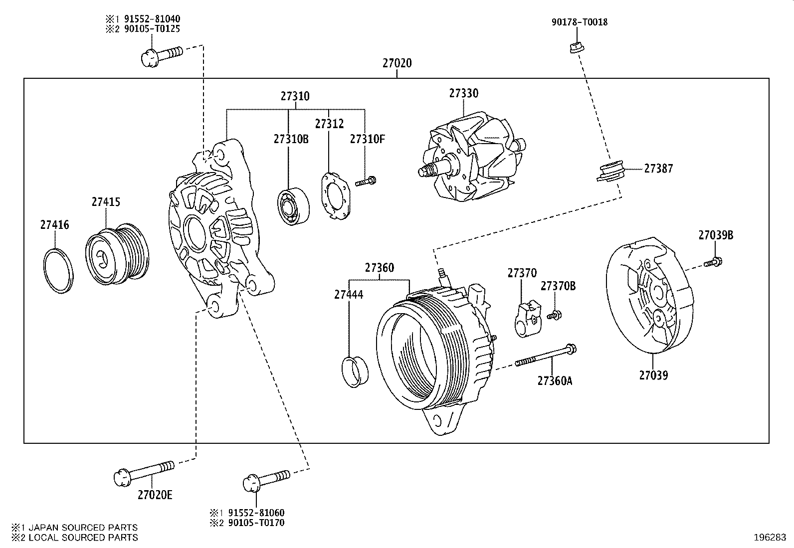27310-0L300 FRAME ASSY, DRIVE END, ALTERNATOR product image