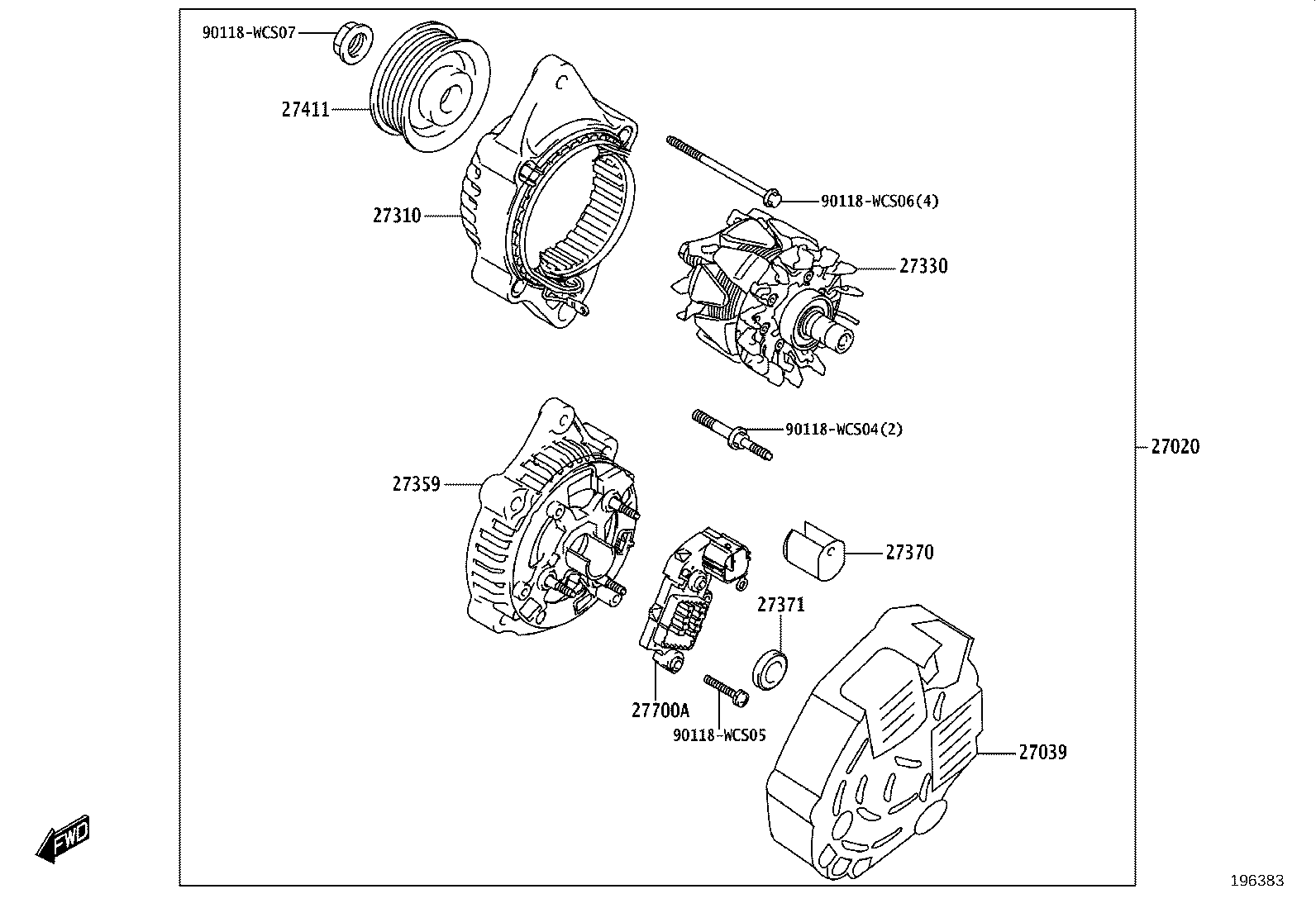 27310-WC005 FRAME ASSY, DRIVE END, ALTERNATOR product image