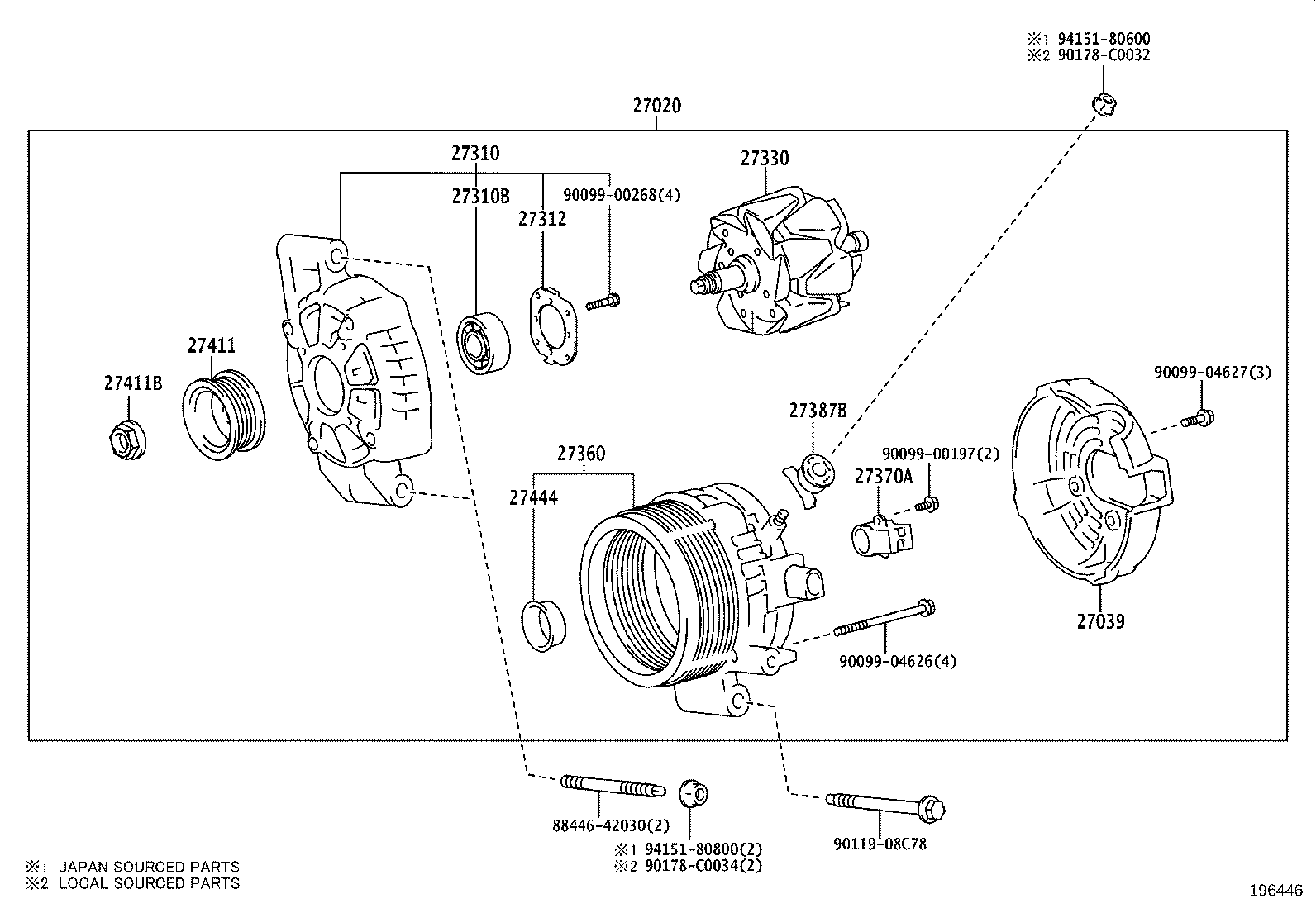 27310-F2040 FRAME ASSY, DRIVE END, ALTERNATOR product image