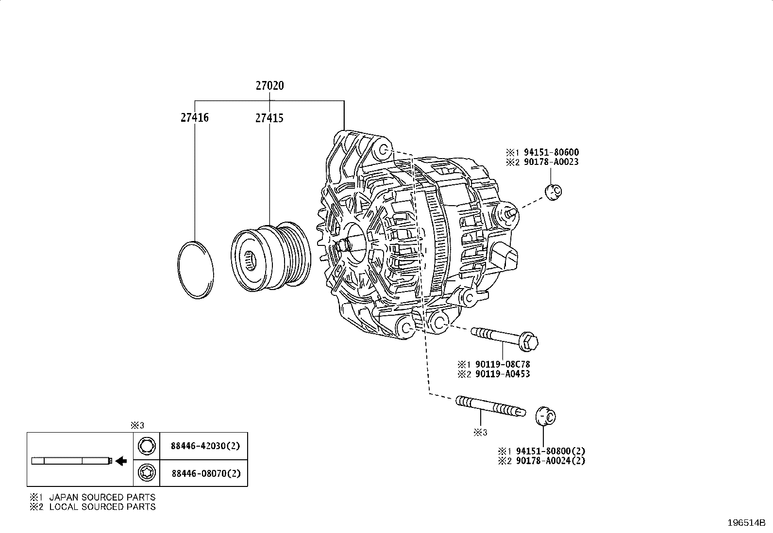 27060-F0190 ALTERNATOR ASSY product image