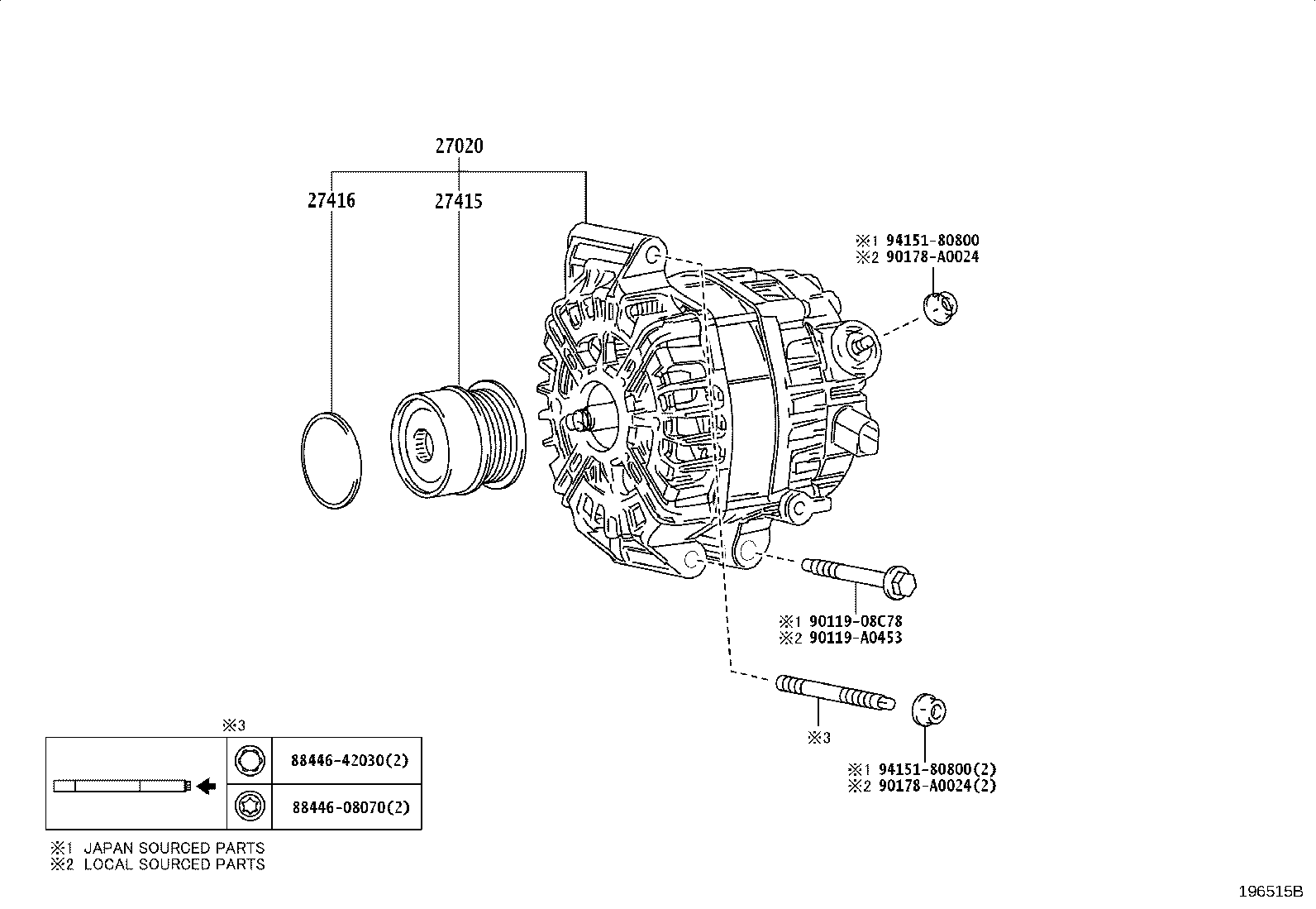 27060-F0190 ALTERNATOR ASSY product image