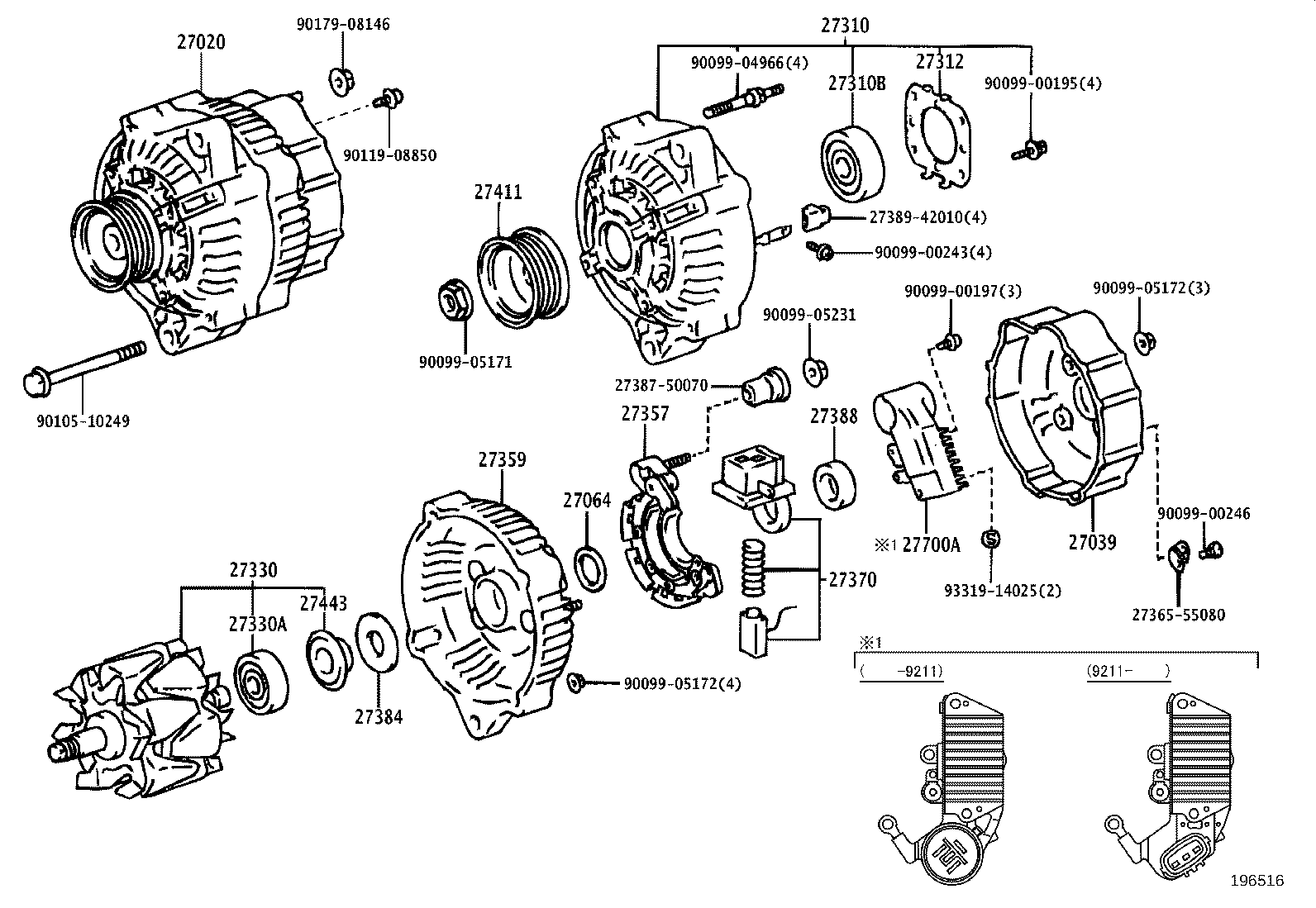 27060-74310 ALTERNATOR ASSY product image