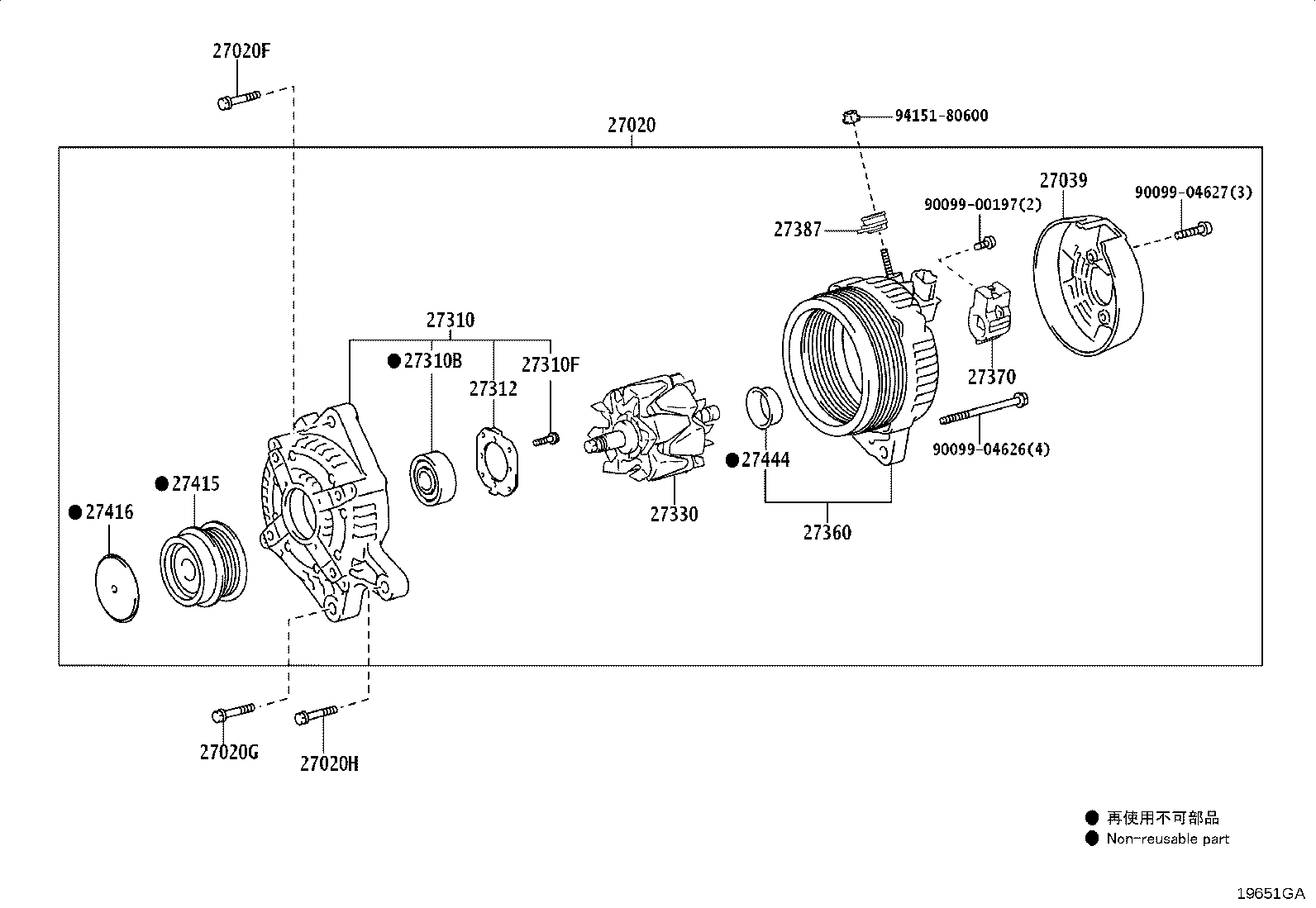27310-F0080 FRAME ASSY, DRIVE END, ALTERNATOR product image