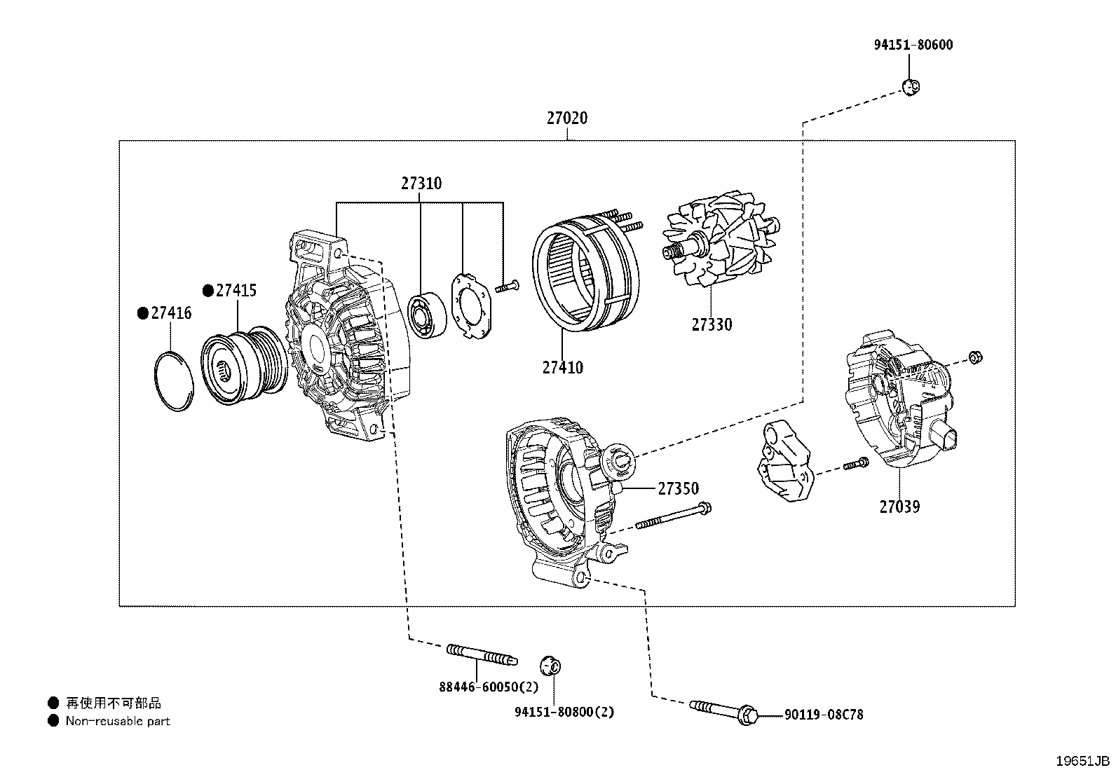 27310-F0080 FRAME ASSY, DRIVE END, ALTERNATOR product image