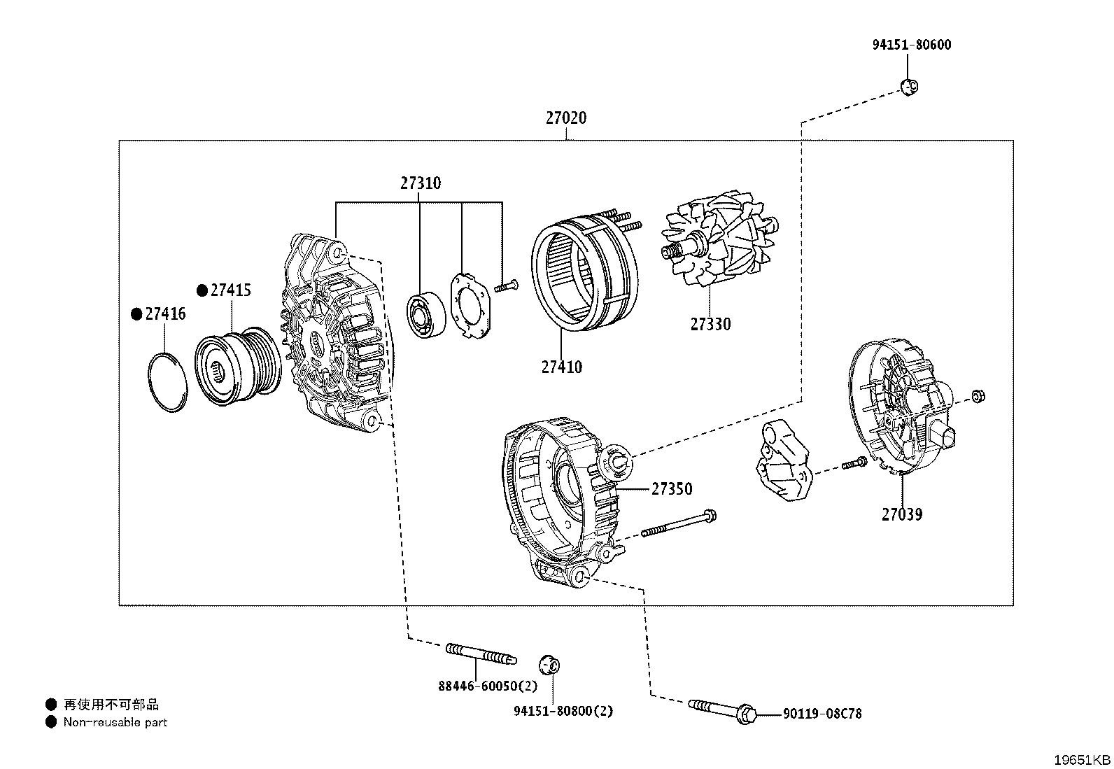 27310-F0080 FRAME ASSY, DRIVE END, ALTERNATOR product image