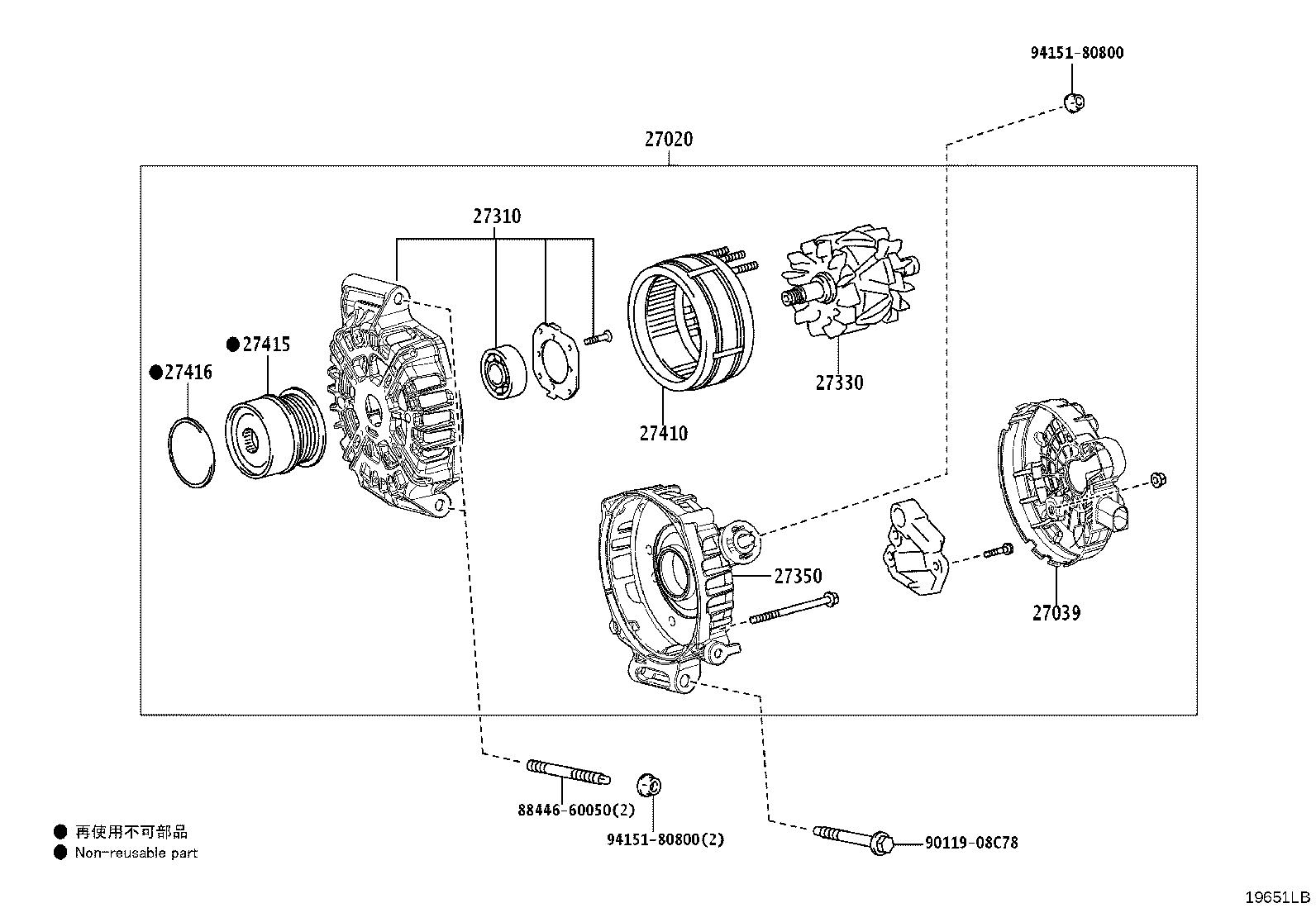 27310-F0080 FRAME ASSY, DRIVE END, ALTERNATOR product image