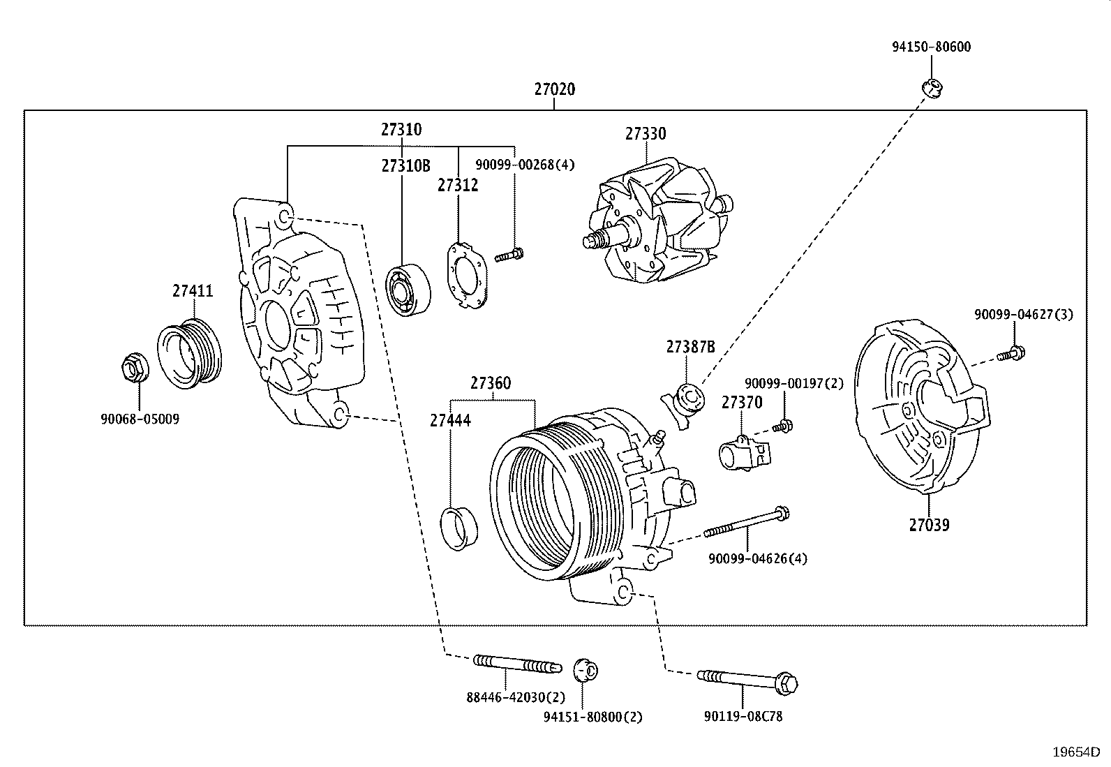 27310-F2070 FRAME ASSY, DRIVE END, ALTERNATOR product image