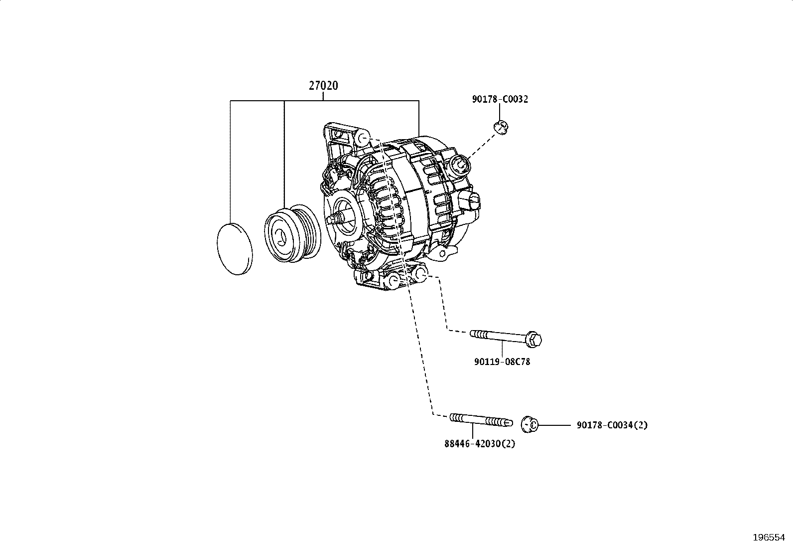 27310-F2090 FRAME ASSY, DRIVE END, ALTERNATOR product image