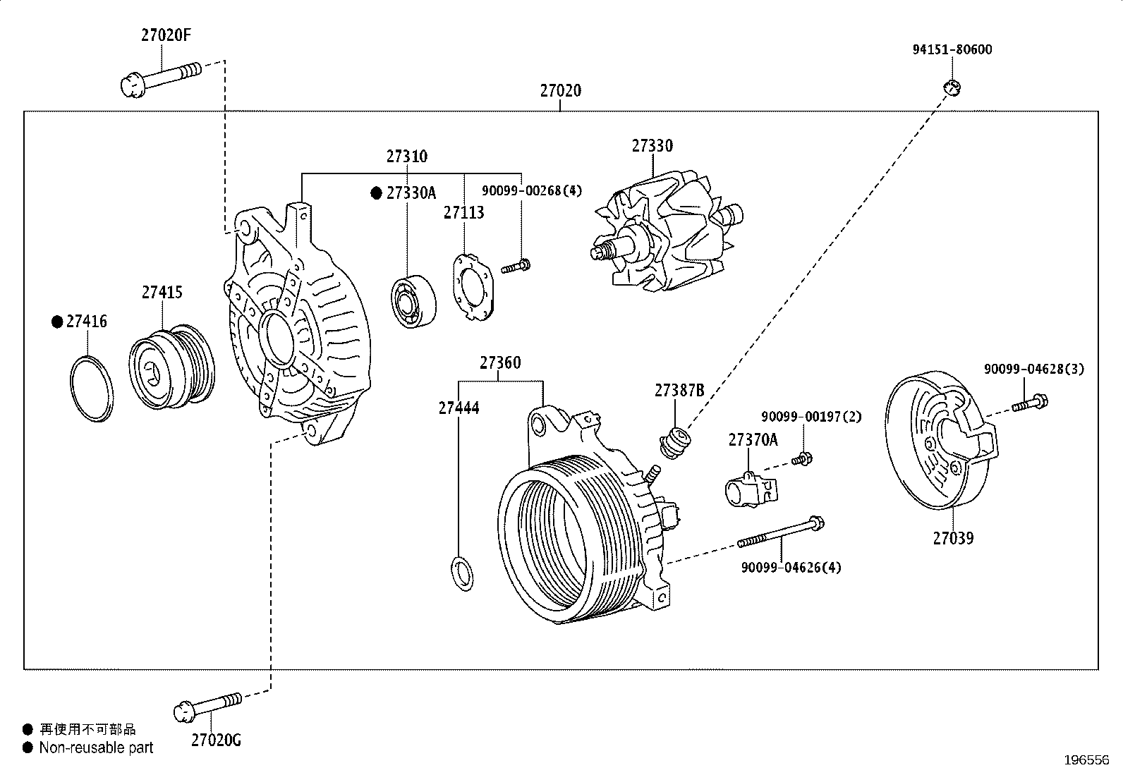 27310-47310 FRAME ASSY, DRIVE END, ALTERNATOR product image