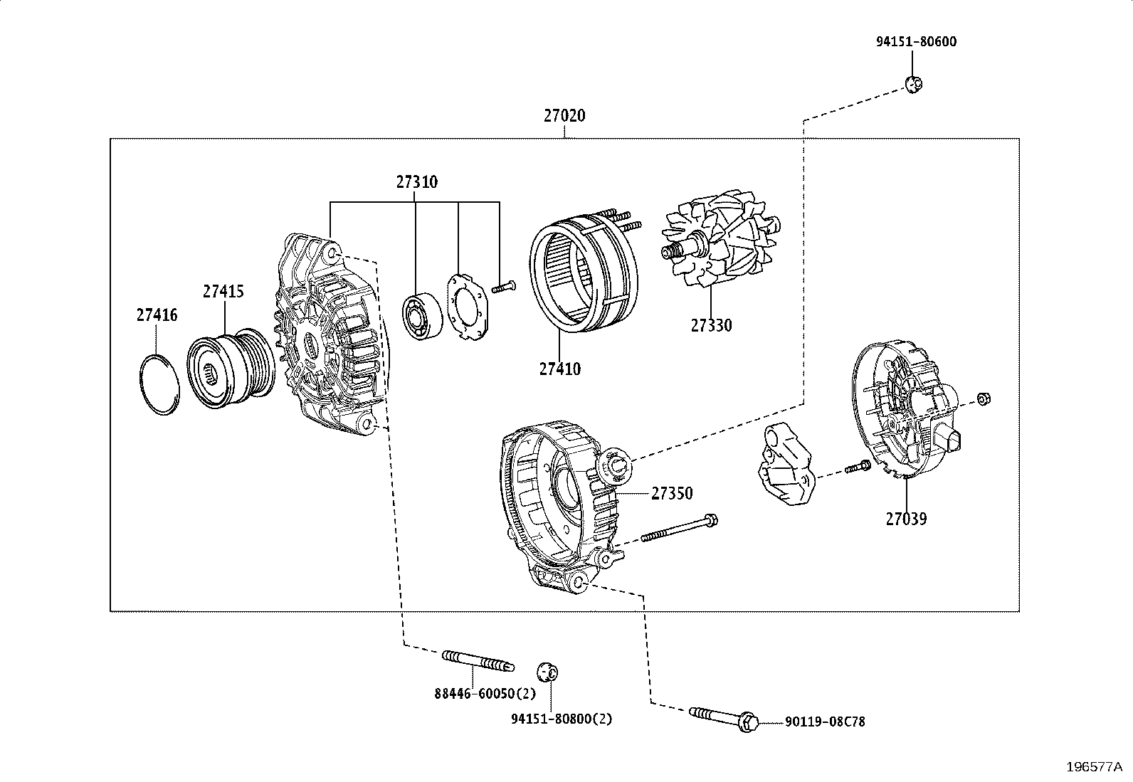 Toyota 27415-F0050 PULLEY, ALTERNATOR W/CLUTCH