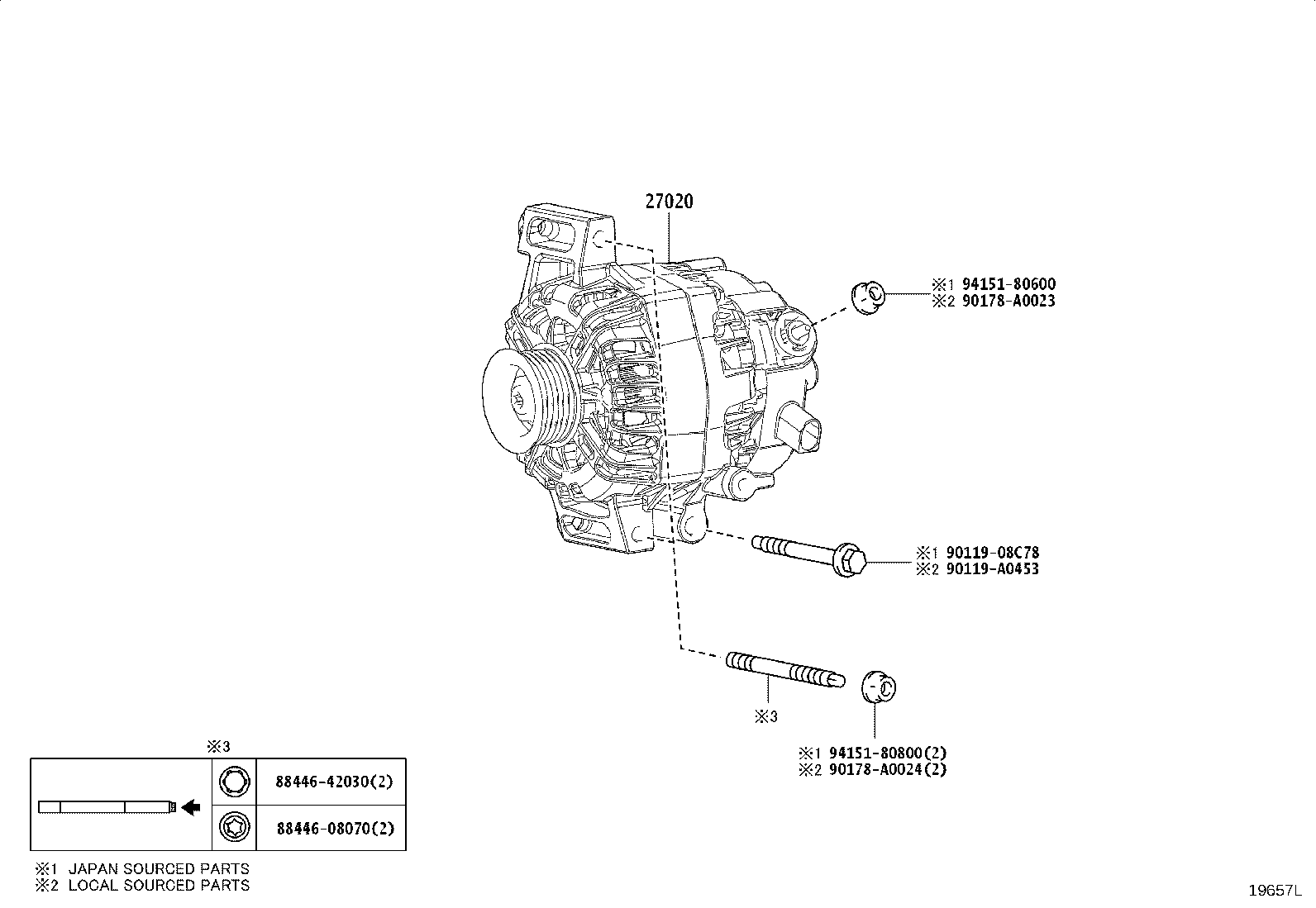 27060-F0190 ALTERNATOR ASSY product image