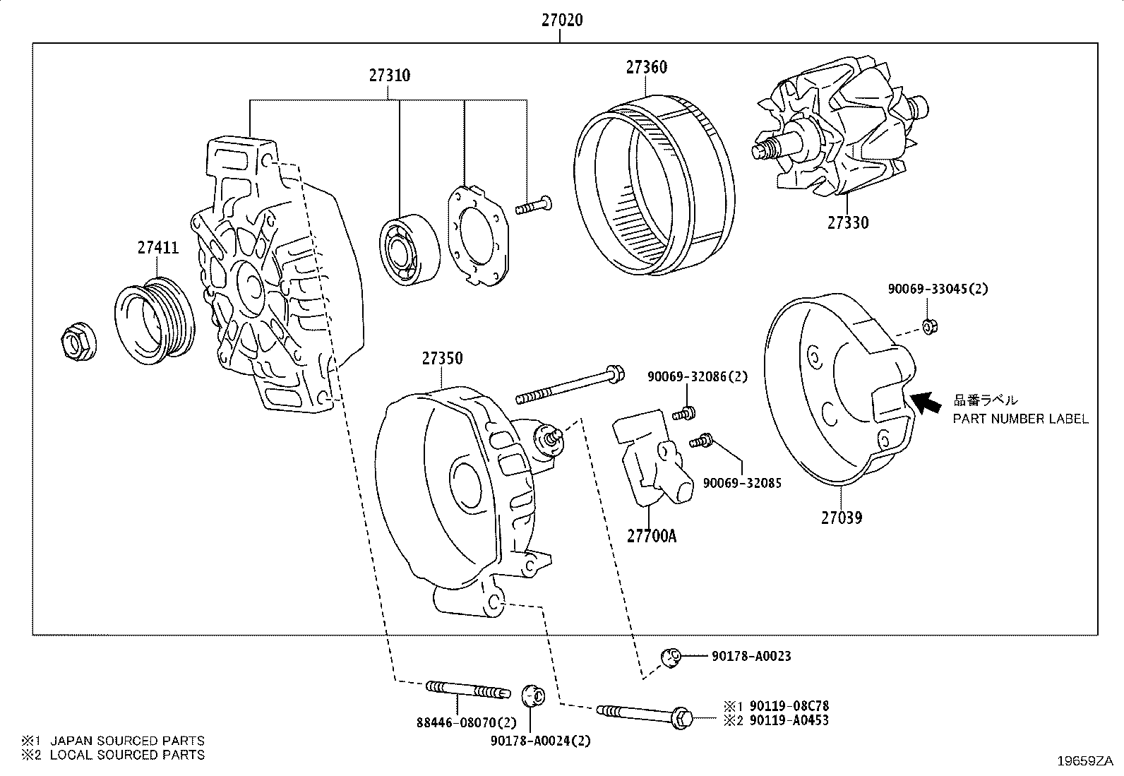 27039-0C170 COVER, ALTERNATOR REAR END product image