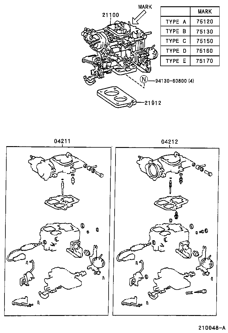 04211-75130 CARBURETOR KIT product image