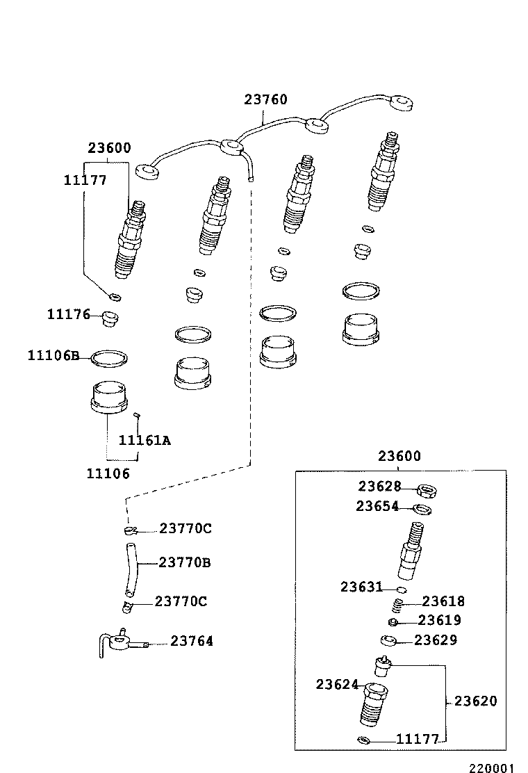 23764-05010 PIPE, NOZZLE LEAKAGE, NO.4 product image