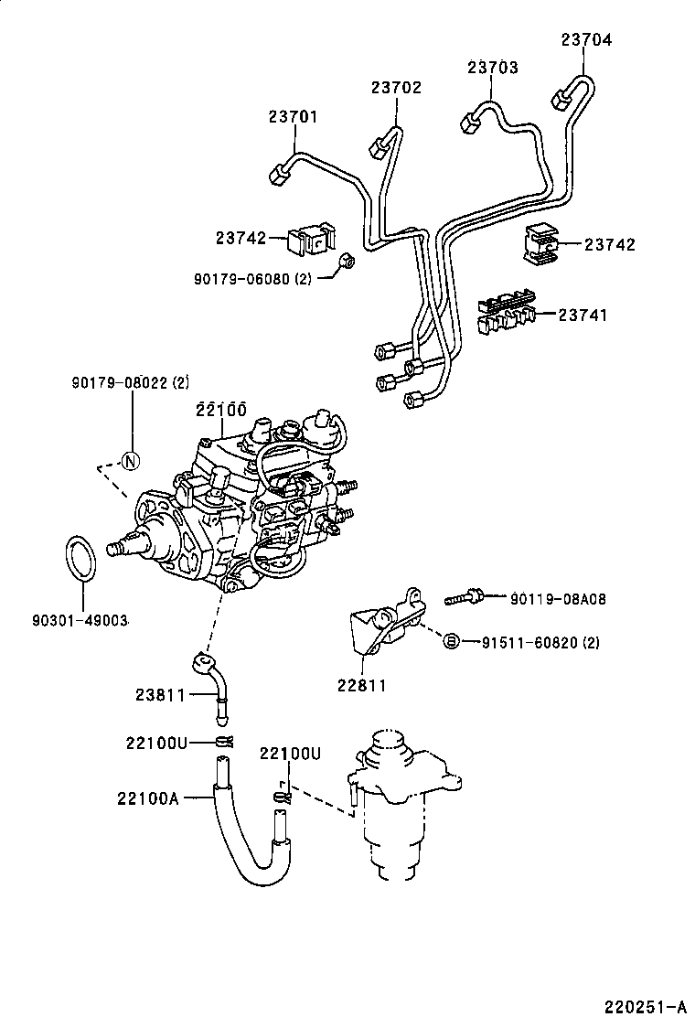 23271-67100 HOSE OR PIPE, FUEL(FOR INJECTION PUMP TO FUEL FILTER) product image