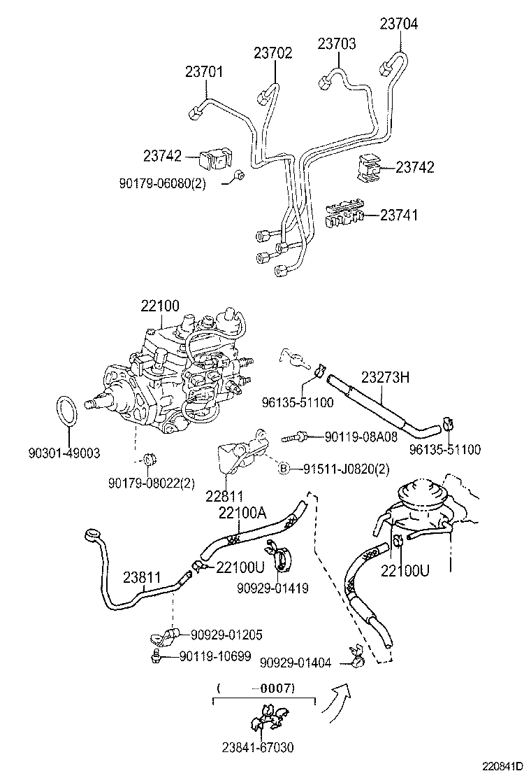 23271-54140 HOSE OR PIPE, FUEL(FOR INJECTION PUMP TO FUEL FILTER) product image