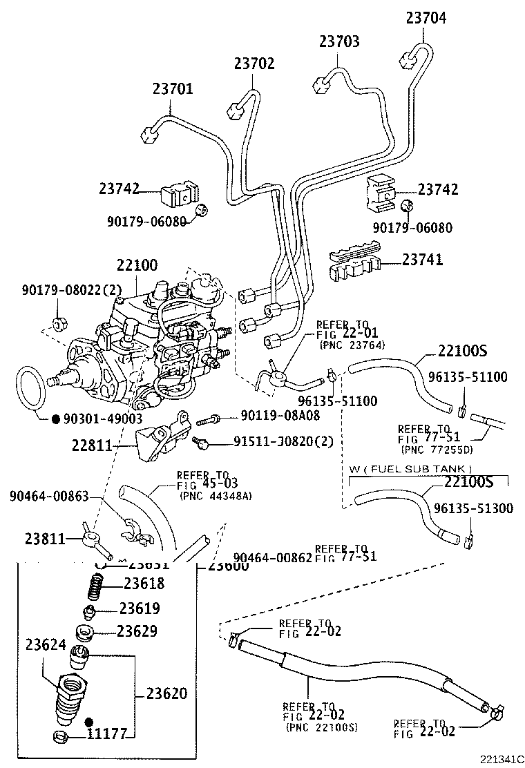 23271-54210 HOSE OR PIPE, FUEL(FOR INJECTION PUMP TO FUEL FILTER) product image