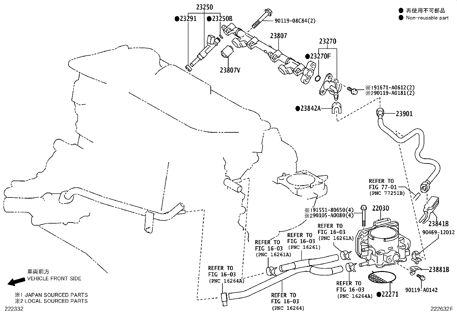 Toyota 23209-0P010 INJECTOR ASSY, FUEL