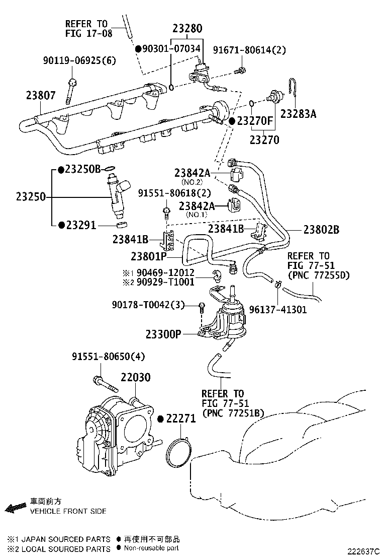 Toyota 23209-09180 INJECTOR ASSY, FUEL