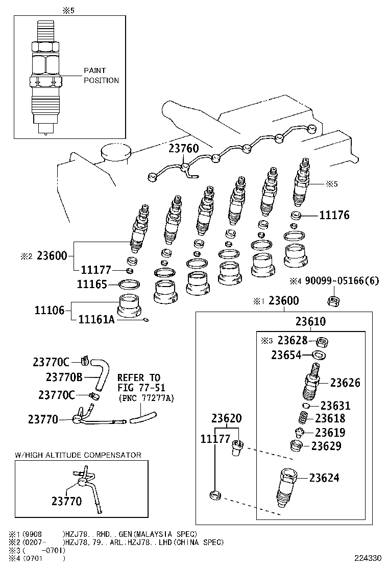 23762-17060 PIPE ASSY, NOZZLE LEAKAGE, NO.2 product image