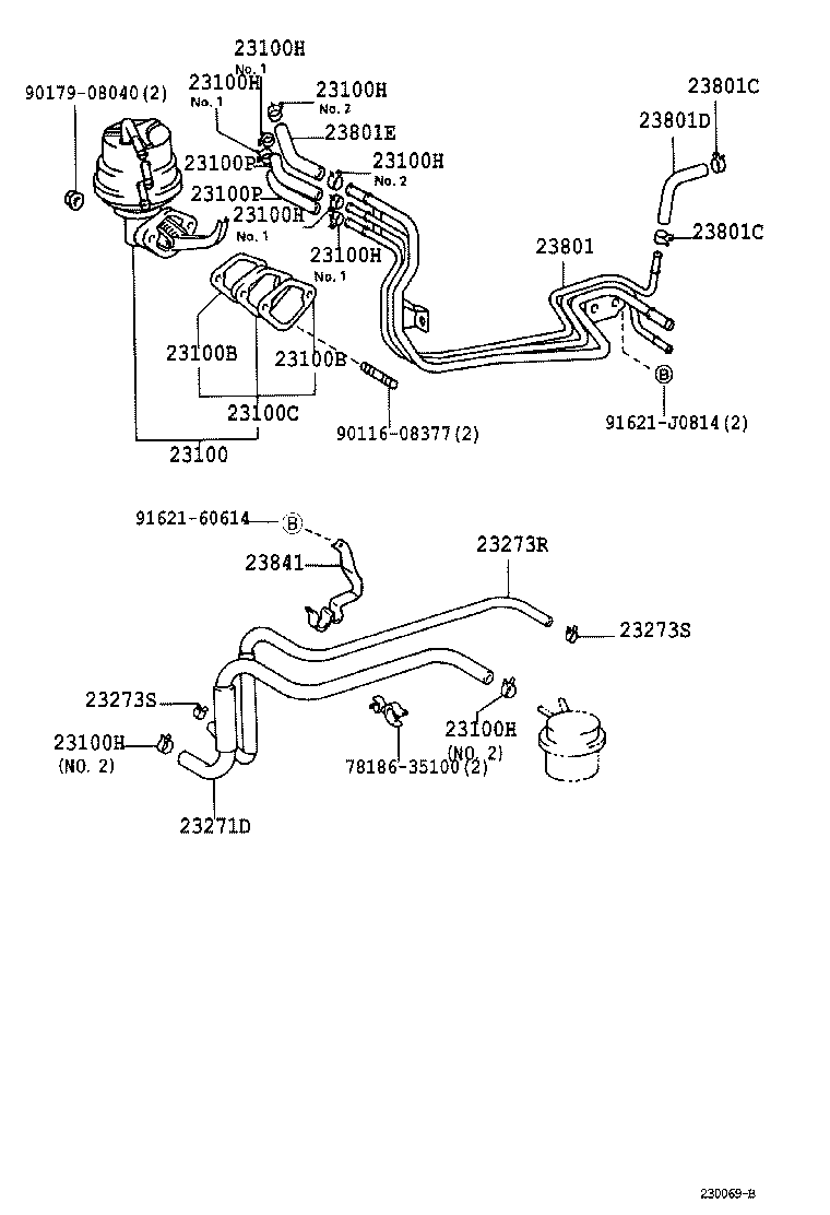 23273-75100 HOSE, FUEL, NO.2(FOR FUEL RETURN TUBE) product image