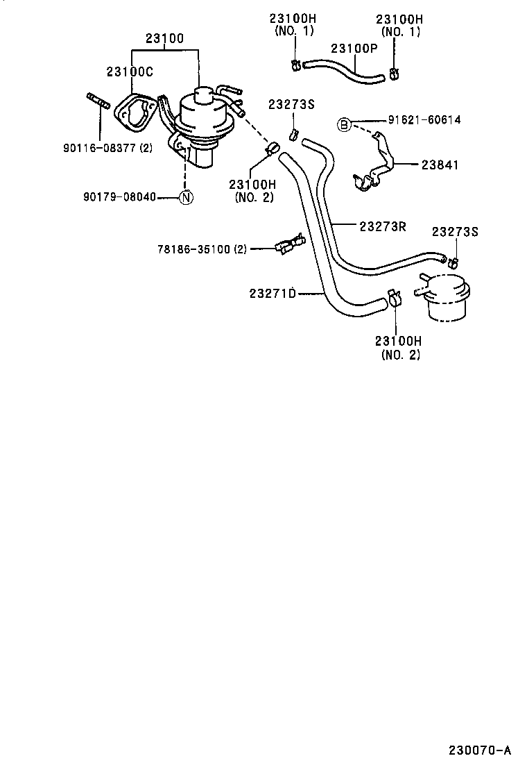 23273-75100 HOSE, FUEL, NO.2(FOR FUEL RETURN TUBE) product image