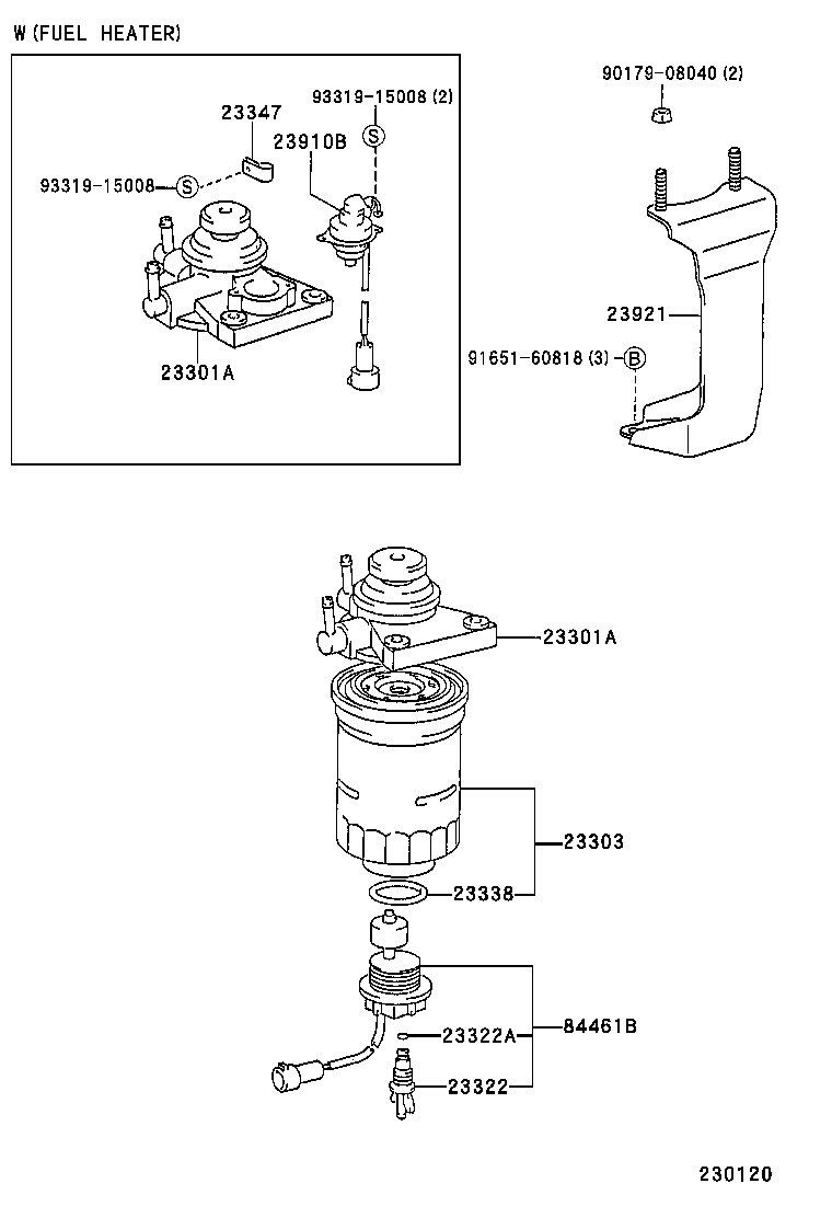 23311-17010 BODY, FUEL FILTER UPPER product image