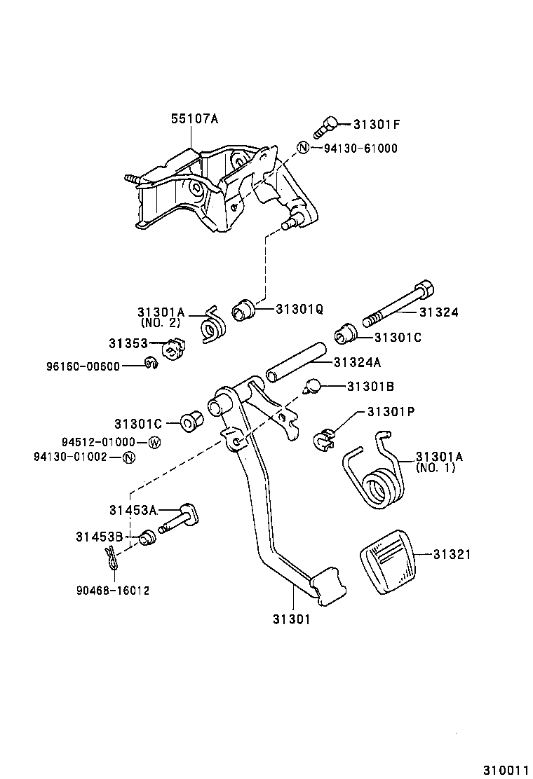 31301-60240 PEDAL SUB-ASSY, CLUTCH product image