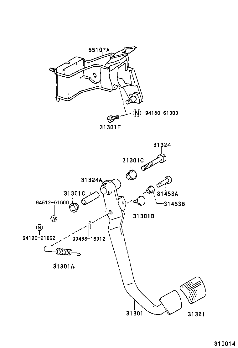 31310-60190 PEDAL SUB-ASSY, CLUTCH product image