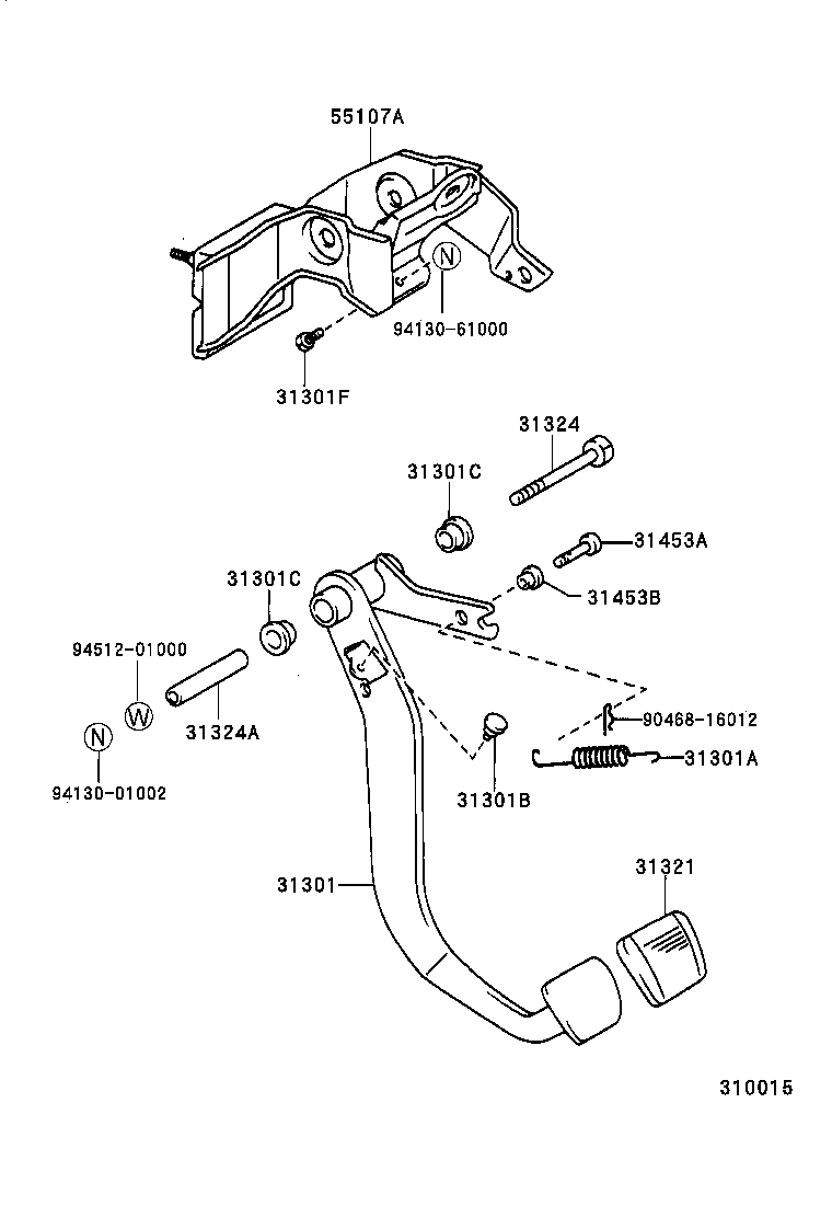 31310-60190 PEDAL SUB-ASSY, CLUTCH product image