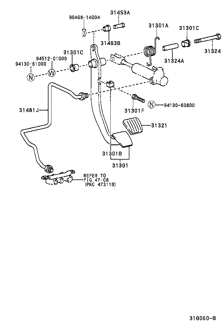 31301-26100 PEDAL SUB-ASSY, CLUTCH product image