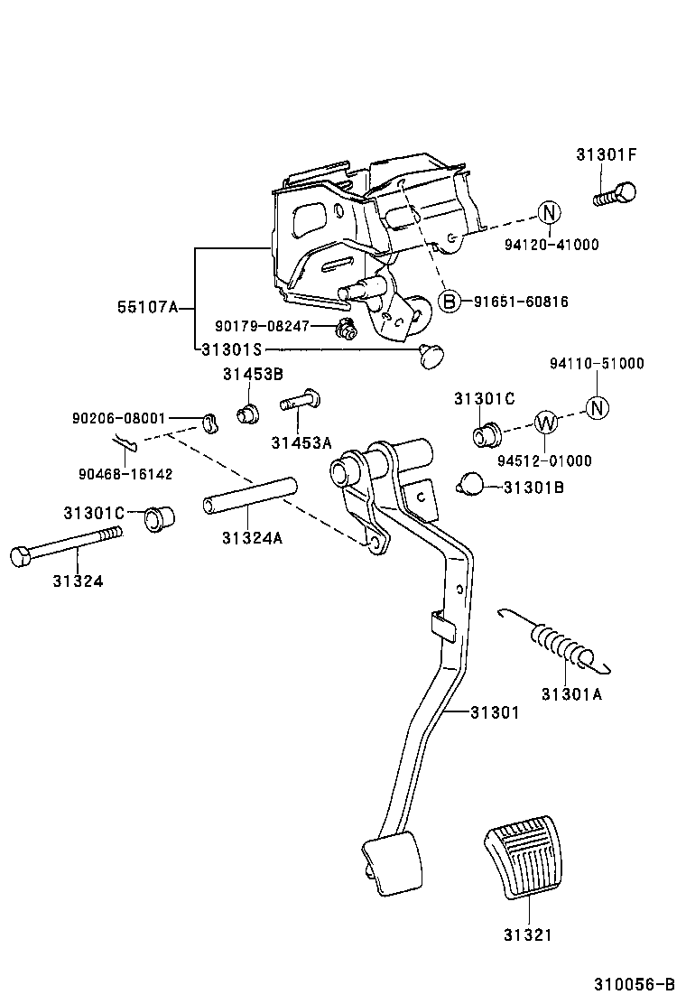 31301-21020 PEDAL SUB-ASSY, CLUTCH product image